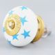 White Blue Star Cabinet Knob