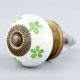 Pea  Green Floral Crackle Ceramic Dresser Knob