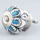Handpainted Turquoise Floral Ceramic Knob