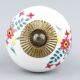 White Floral Leafy Painted Knob