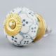 Grey Dotted Ceramic Floral Cabinet Knobs