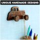 Natural Wooden Adhesive Car Design Wall Hooks-3 Pieces