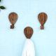 Wooden Adhesive Hot Air Balloon Shape Wall Hooks-3 Pieces