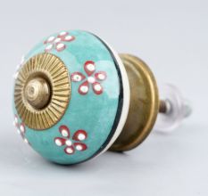 Turquoise Tiny Flower Cabinet Knob
