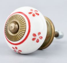 Red Tiny Floral Ceramic Knob