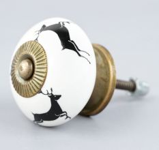 Black Running Rein Deer Pattern Ceramic Dresser Knob Online