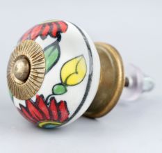 Red Flower Ceramic Knob