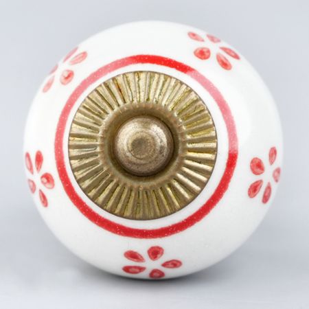 Red Tiny Floral Ceramic Knob