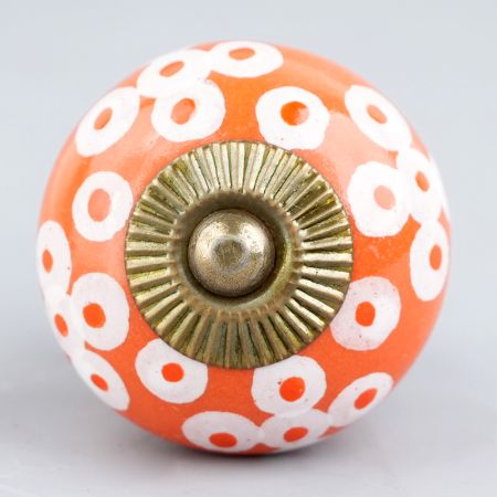 Orange Ceramic Floral Dresser Knob