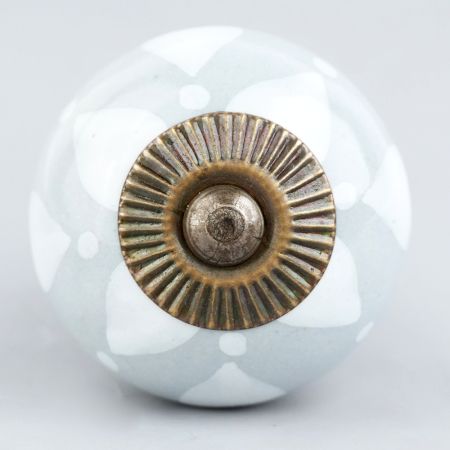Grey Floral Ceramic Knob