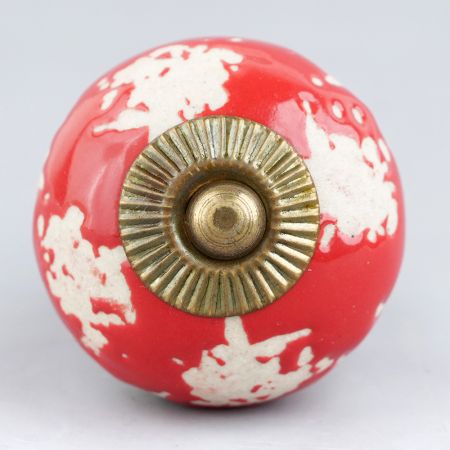 Red Etched Round Knob