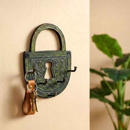 Bronze Decor Hooks Padlock Key Hooks with Patina