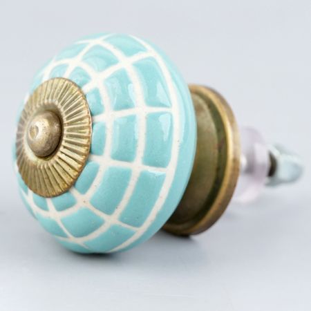 Sea Green Spider Net Etched  Ceramic Drawer Knobs