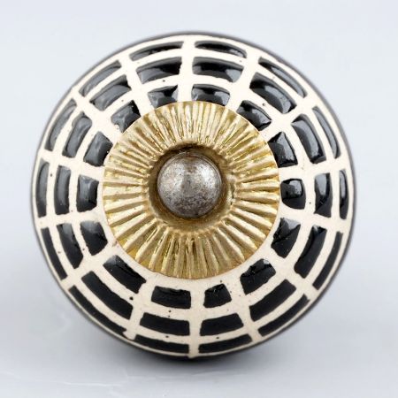 Black Spider Net Etched Ceramic Cabinet Knobs-6 Pieces