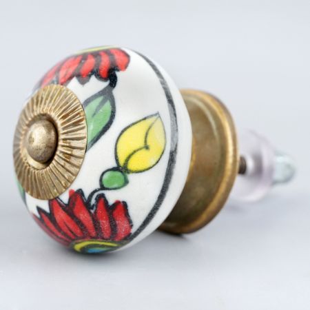 Red Flower Ceramic Knob