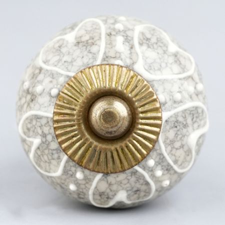 White Heart Crackle Ceramic Dresser Knob