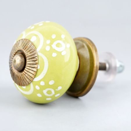 Lime Floral Ceramic Knob