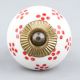 White Red Dotted Ceramic Knob