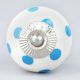 White Blue Polka Dots Ceramic Drawer Knob