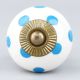 White Blue Polka Dots Ceramic Drawer Knob