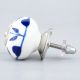 White Navy Blue Leaf Knob