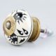 Cream Black Leaf Ceramic Knob