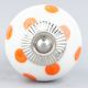 White Orange Polka Ceramic Wardrobe Knob