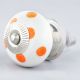 White Orange Polka Ceramic Wardrobe Knob
