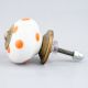White Orange Polka Ceramic Wardrobe Knob