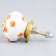 White Orange Polka Ceramic Wardrobe Knob