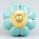 Turquoise Golden Line Medium Ceramic Melon Knob Online