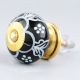 Black Ceramic Floral Drawer Knobs