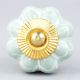 Sage Green Flower Medium Ceramic Melon Cabinet Knob