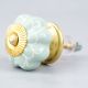 Sage Green Flower Medium Ceramic Melon Cabinet Knob