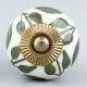 Old Green Floral Ceramic Knob