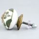 Old Green Floral Ceramic Knob