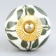 Old Green Floral Ceramic Knob