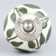 Old Green Floral Ceramic Knob
