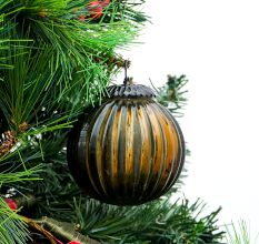 Set Of 4 Piece Dark Brown Solid Melon Christmas Hanging