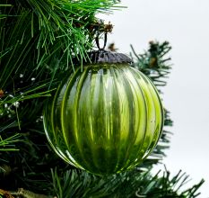 Set Of 4 Piece Green Solid Melon Christmas Hanging