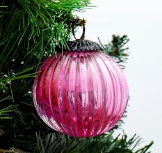 Set Of 4 Piece Pink Solid Melon Christmas Hanging