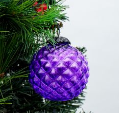 Set Of 4 Piece Purple Solid Custard Apple Christmas Hanging