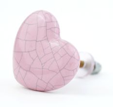 Pink Heart Crackle Ceramic Cabinet Knob