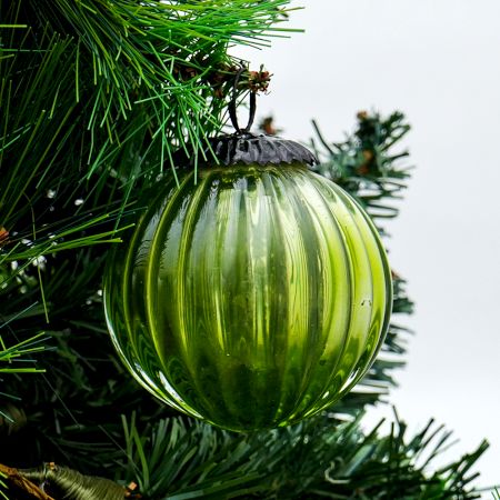 Set Of 4 Piece Green Solid Melon Christmas Hanging