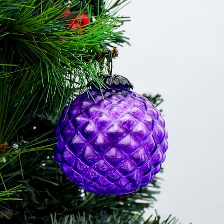 Set Of 4 Piece Purple Solid Custard Apple Christmas Hanging