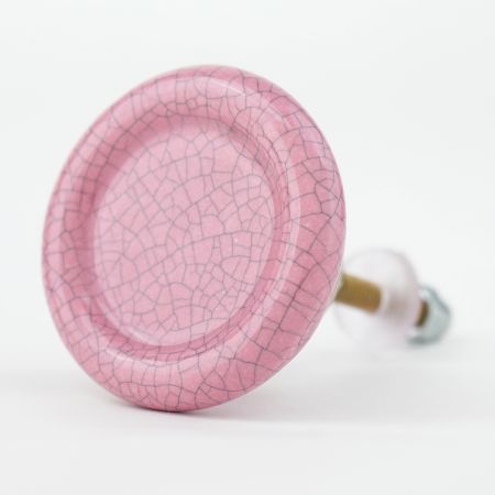 Pink Crackle Ceramic Dresser Knob