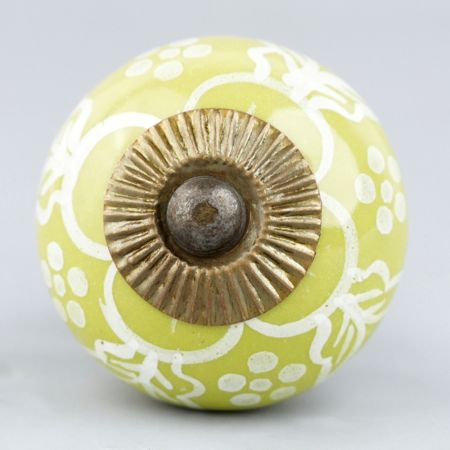 Lime Green Floral Ceramic  Dresser Knobs Online