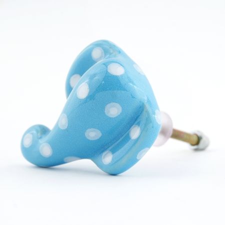 Turquoise Polka Elephant Face Knob