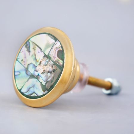Green Feather Brass Cabinet Knobs