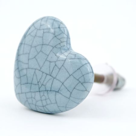 Grey Heart Crackle Ceramic Wardrobe Knob